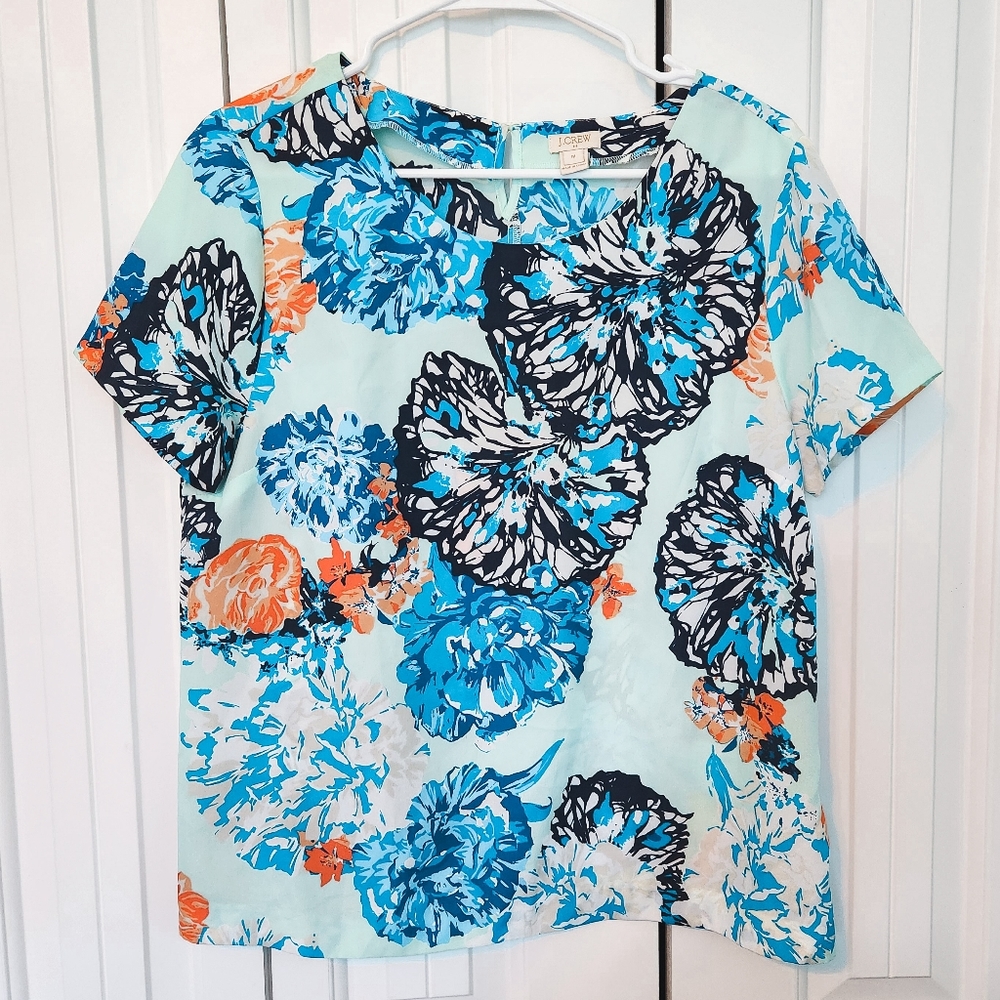 J. Crew Women's Lightweight Floral Short Sleeve Top Size M